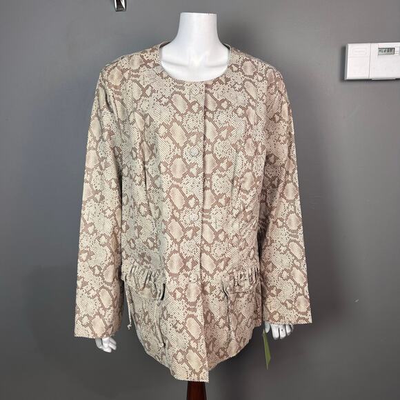 Chi by Falchi leather jacket 3X NWT snake tan feminine - Picture 5 of 13